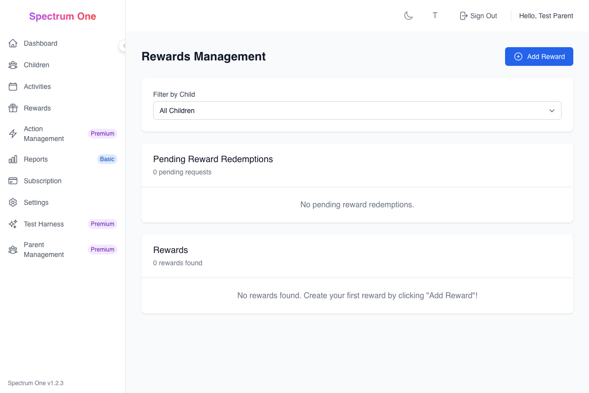 Reward Management Screen
